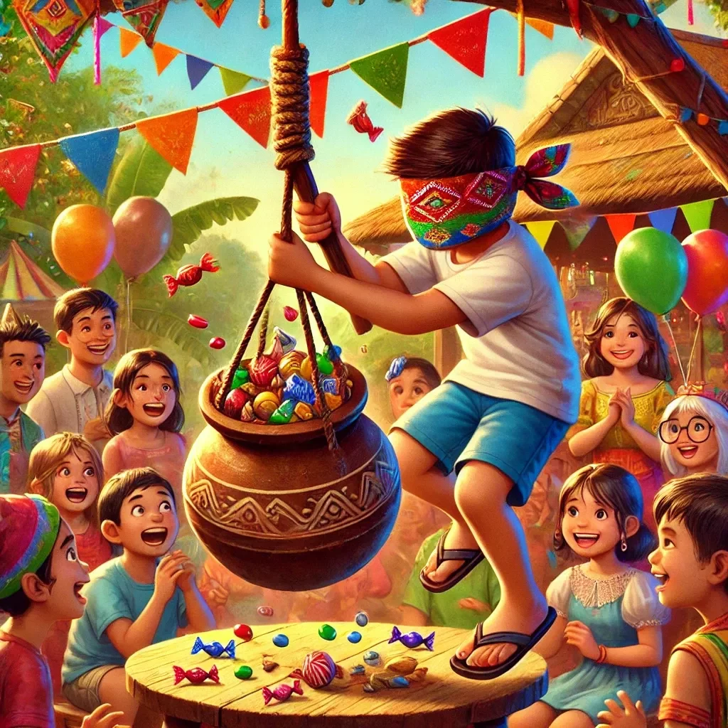 Palayok is a children’s game reminiscent of the Piñata.